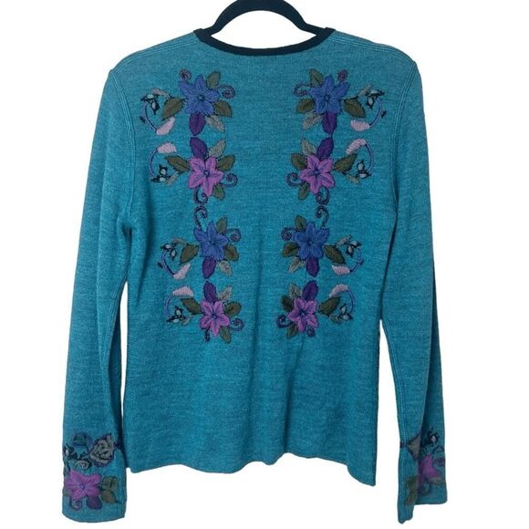 NWT Tey-Art Peruvian Alpaca Floral Embroidered Reversible Cardigan Sweater Sz S - Picture 5 of 13